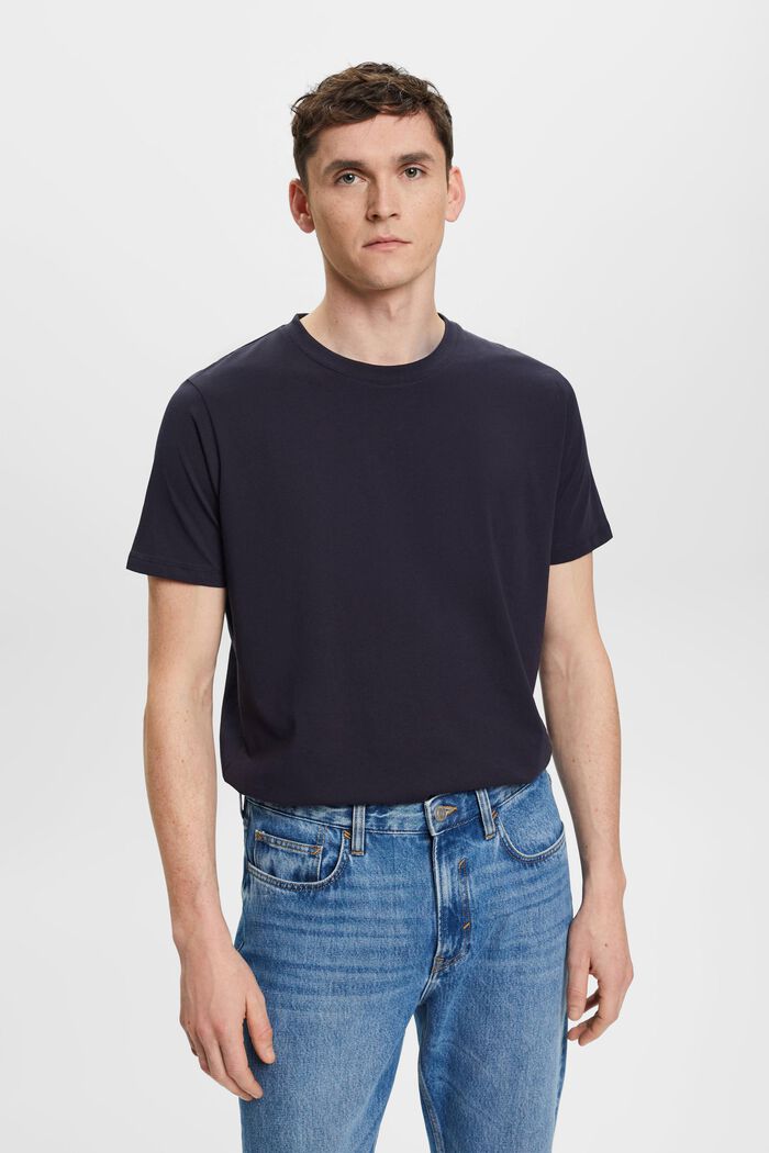 T-shirt à col ras du cou en pur coton, NAVY, detail image number 0