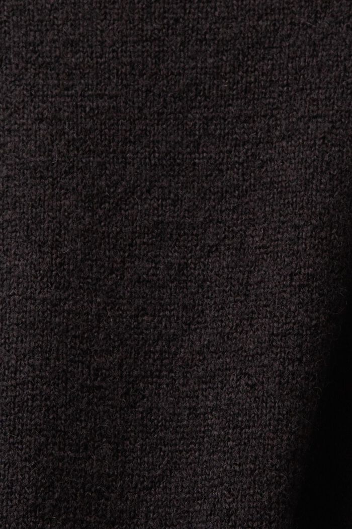 Cardigan long en laine mélangée dépourvu de fermeture, BLACK, detail image number 5