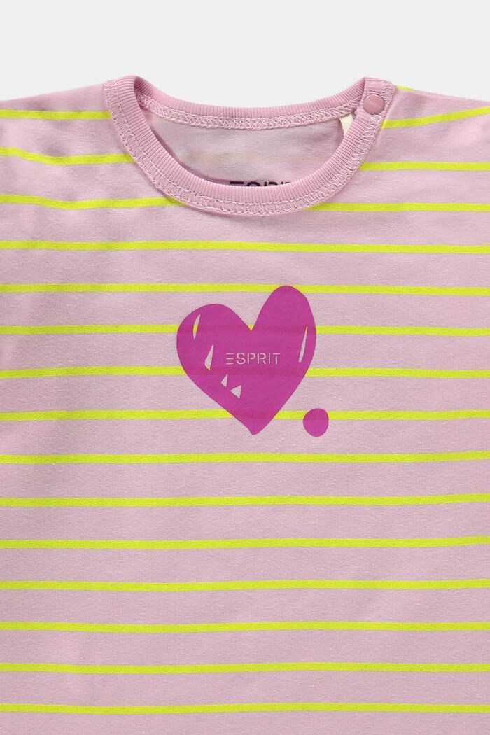 T-shirt rayé à manches longues animé d’un cœur plaqué, PASTEL PINK, detail image number 0