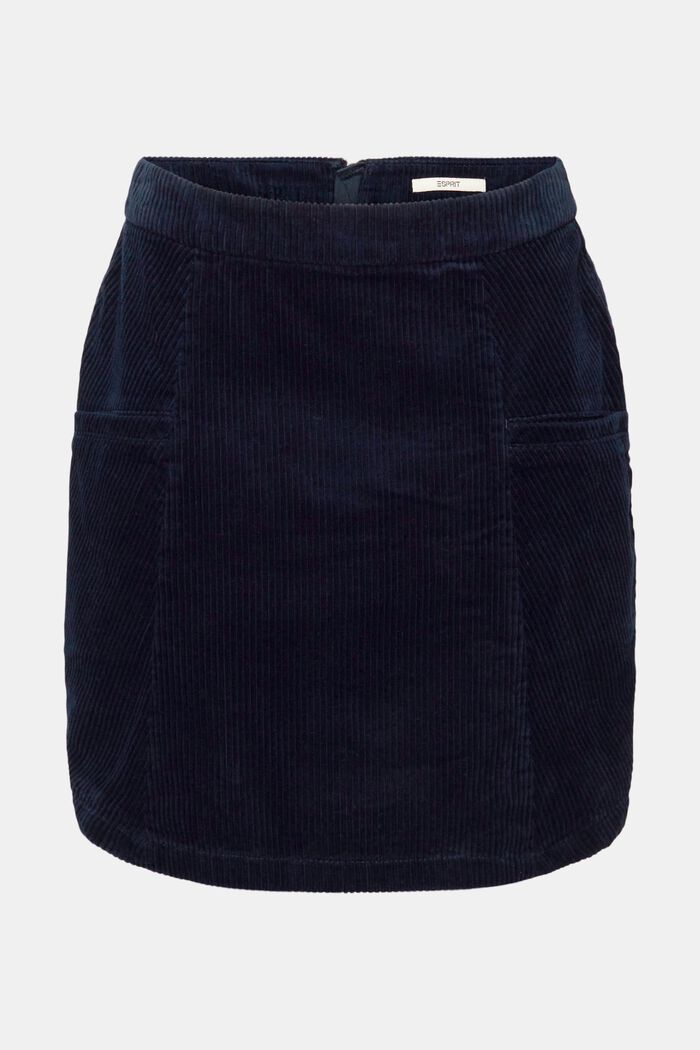 Mini-jupe en velours côtelé, 100 % coton, NAVY, detail image number 7