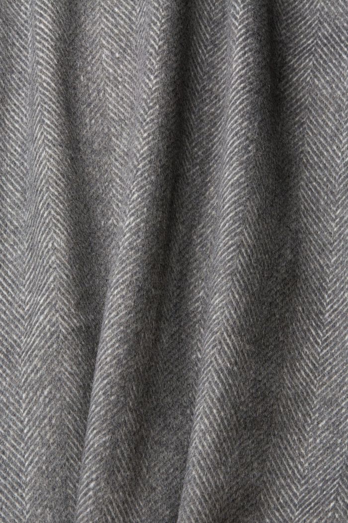 Manteau en laine mélangée à capuche amovible, GUNMETAL, detail image number 1