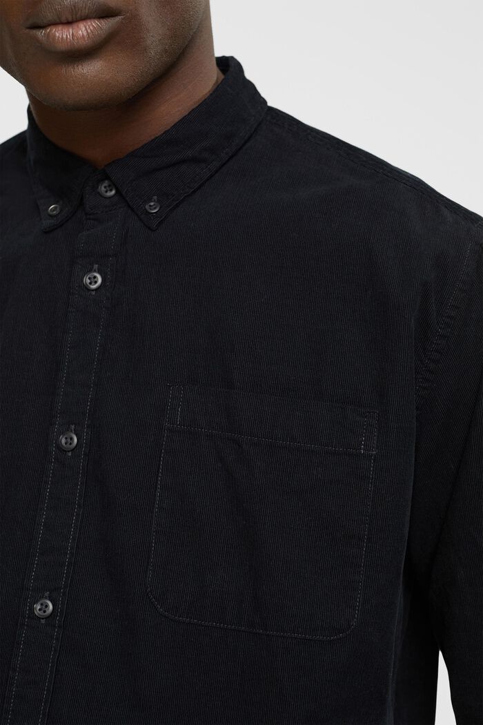 Chemise à col boutonné en velours côtelé, BLACK, detail image number 2