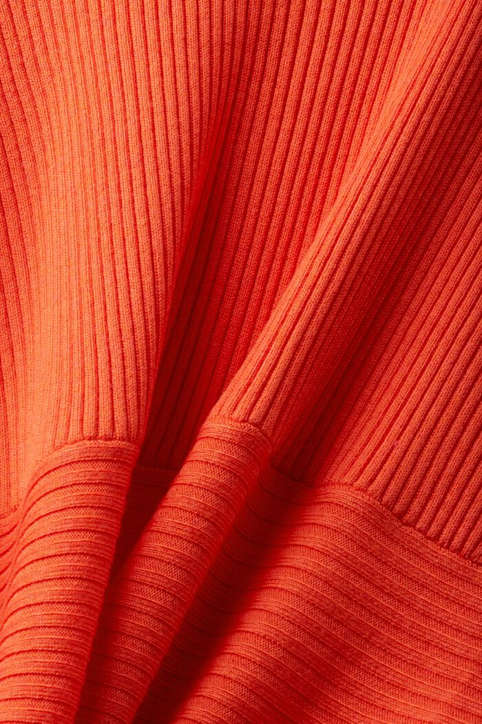 Cardigan côtelé à pans en pointe, ORANGE RED, detail image number 4