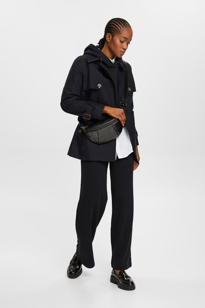Trench-coat court à ceinture, BLACK, detail image number 1