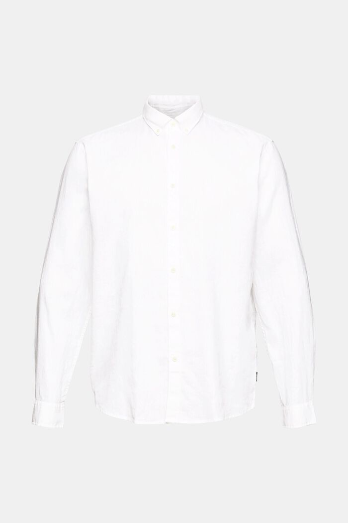 En lin mélangé : la chemise à la finition chinée, WHITE, detail image number 6