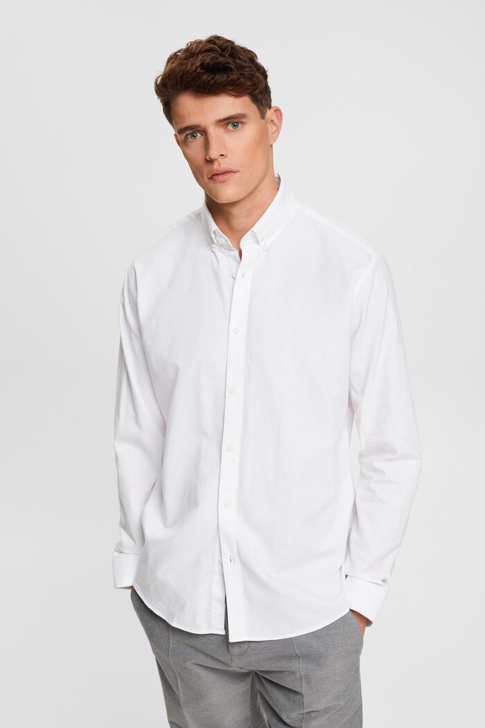 Chemise à col boutonné coupe Slim Fit, OFF WHITE, detail image number 0