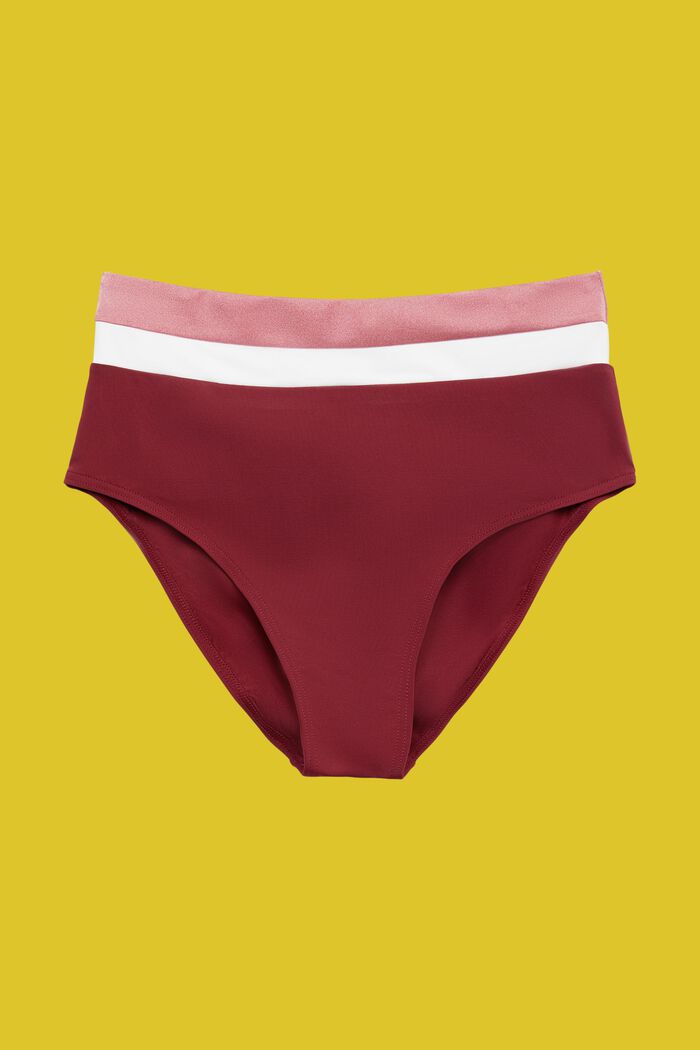Bas de bikini taille haute tricolore, DARK RED, detail image number 5