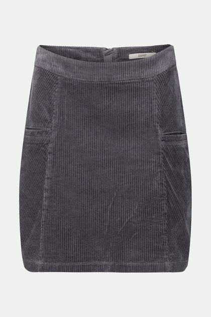 Mini-jupe en velours côtelé, 100 % coton, ANTHRACITE, overview