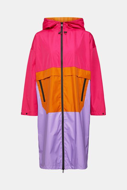 Manteau de pluie color block, PINK FUCHSIA, overview
