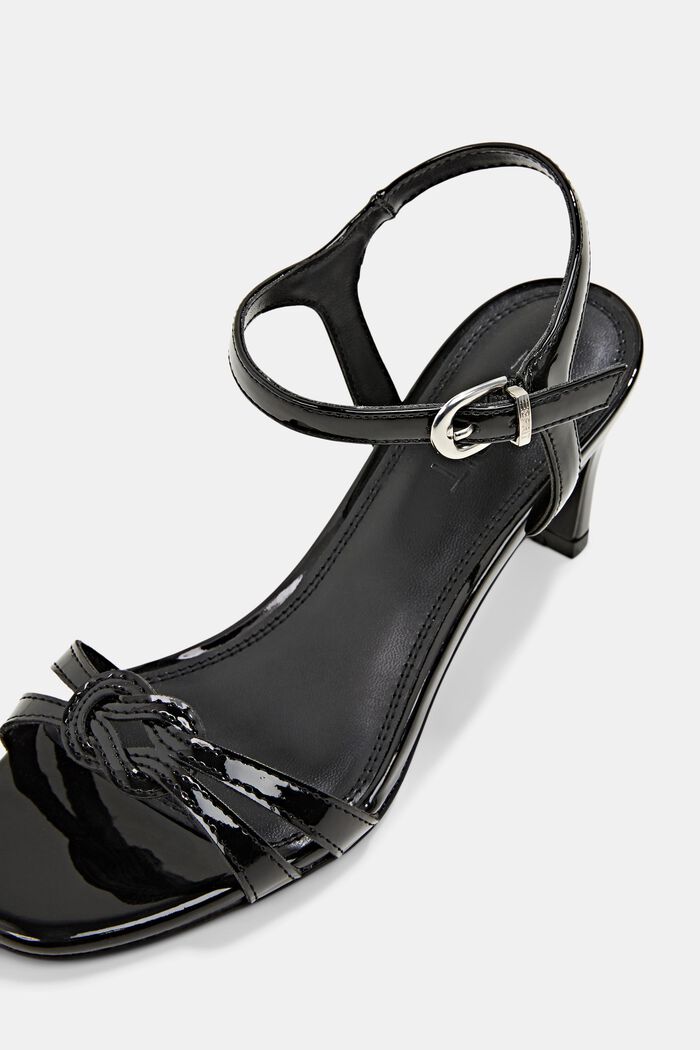 Sandales à talon en similicuir verni, BLACK, detail image number 4