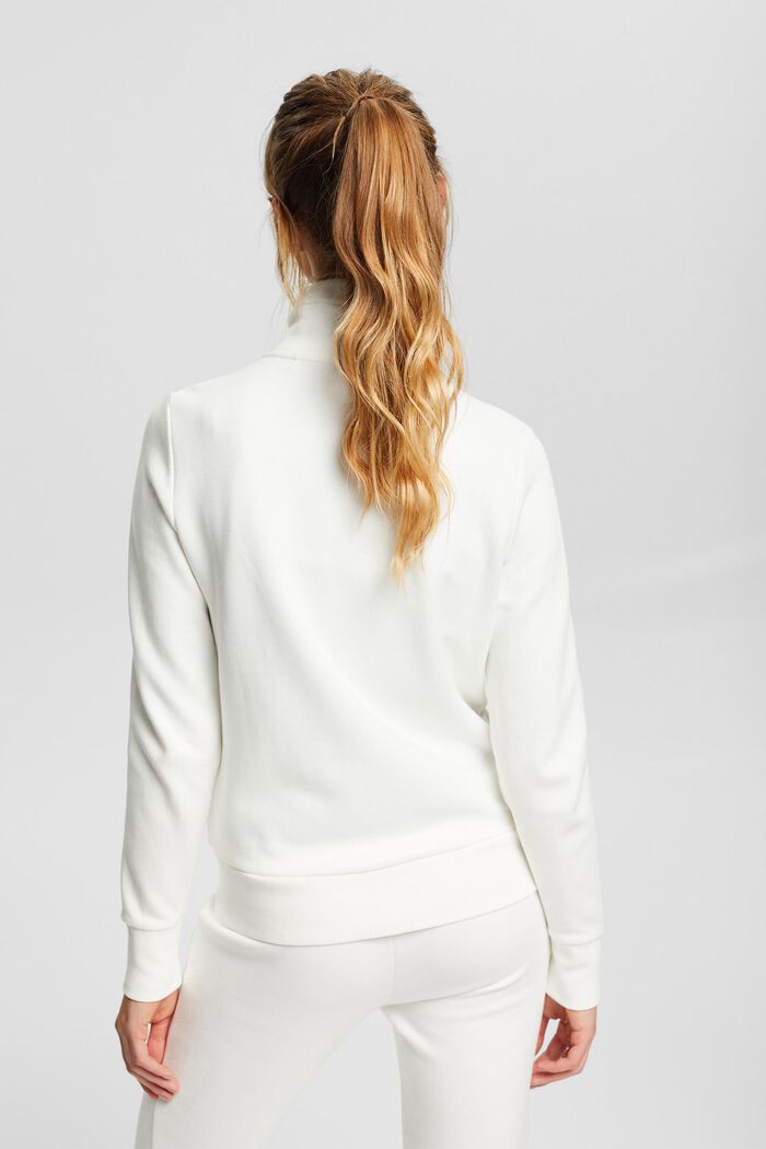 Sweat-shirt zippé, coton mélangé, OFF WHITE, detail image number 3