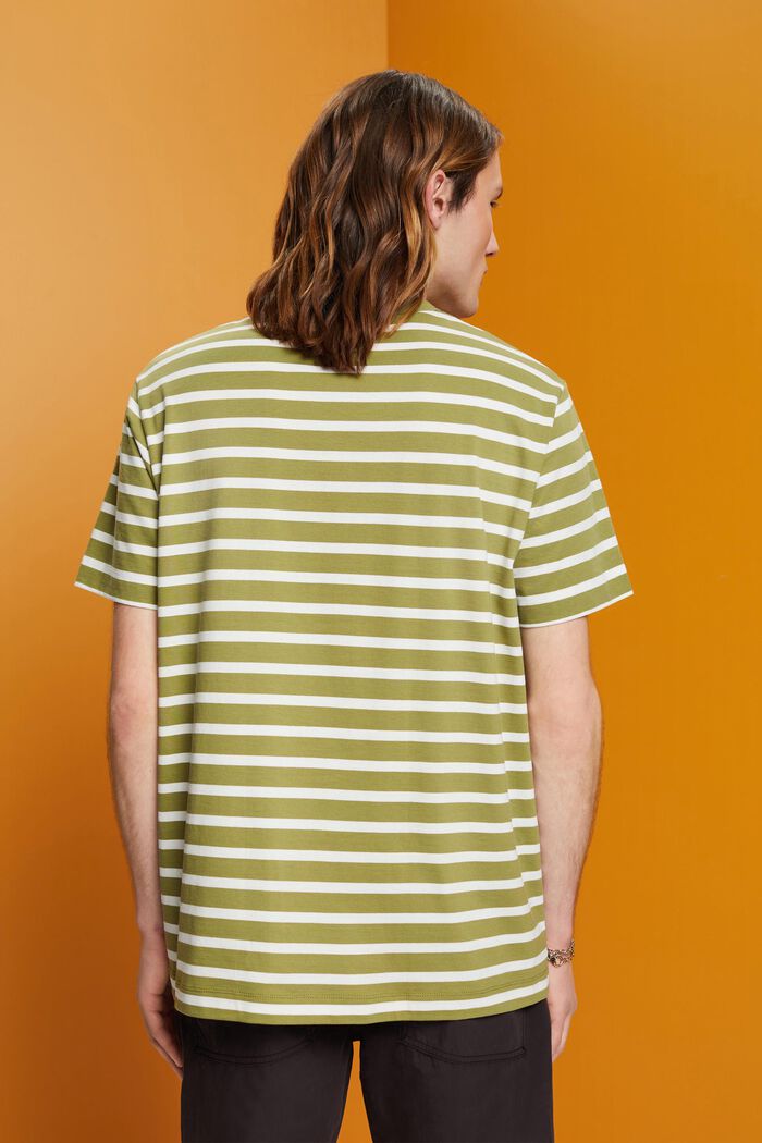 T-shirt rayé en coton durable, LEAF GREEN, detail image number 3