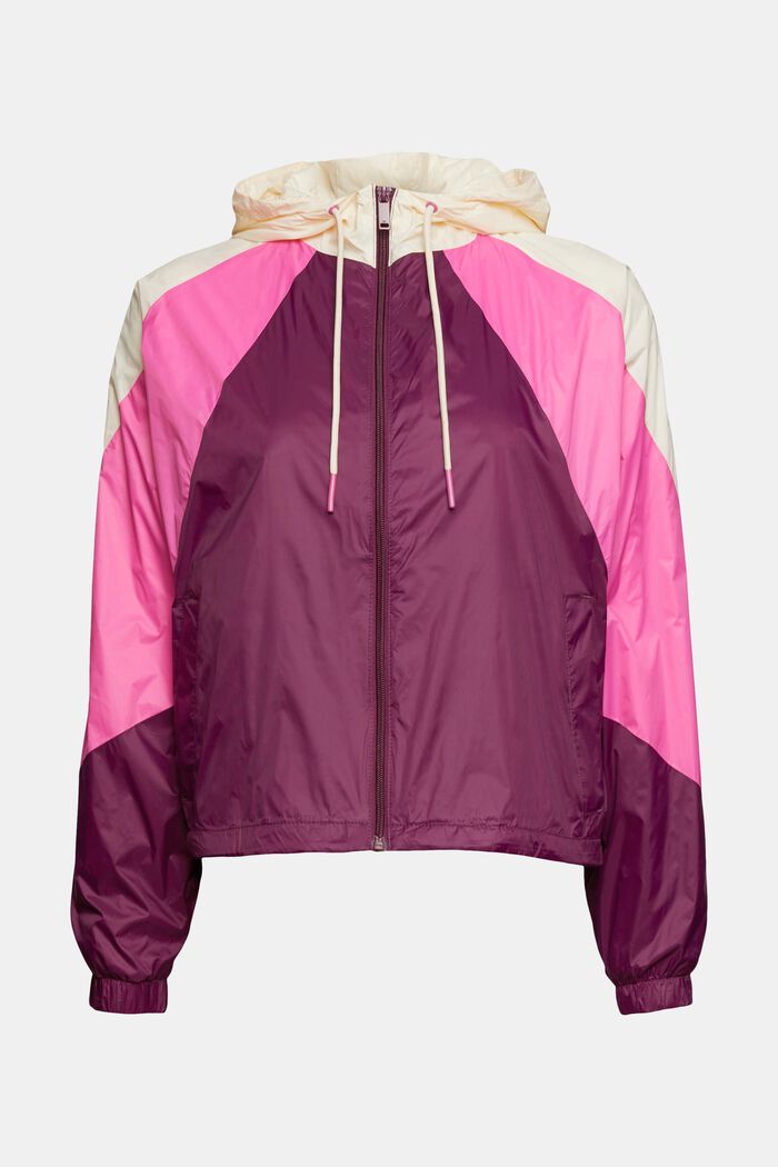 En matière recyclée : la veste au design colour blocking, BORDEAUX RED, detail image number 2