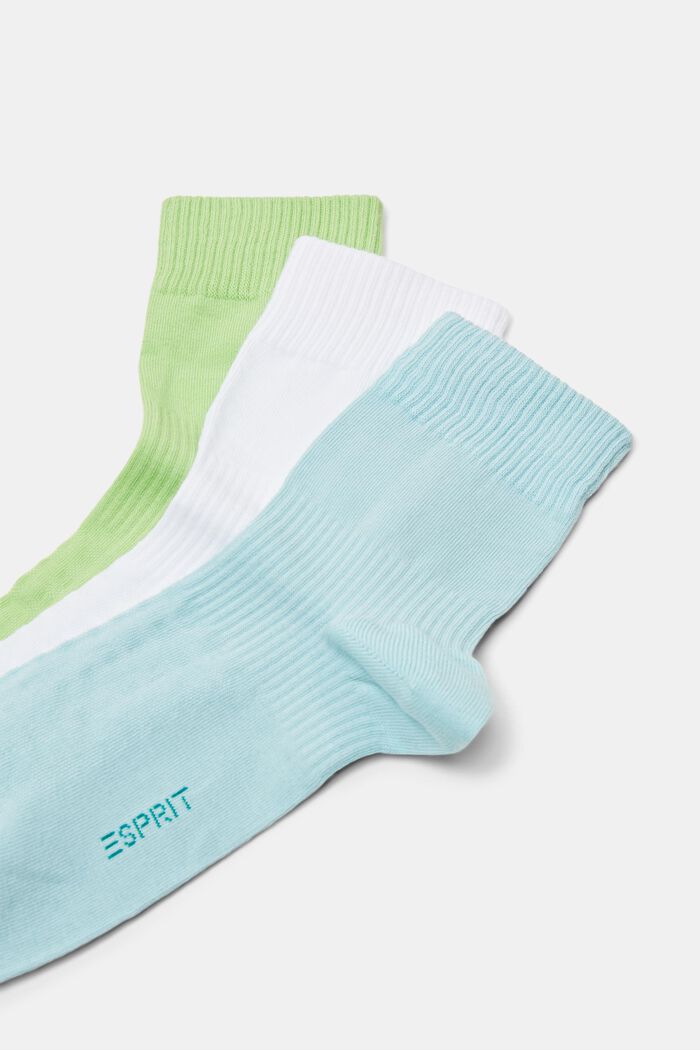 Lot de 3 paires de chaussettes de tennis en coton biologique côtelé, BLUE/GREEN, detail image number 2