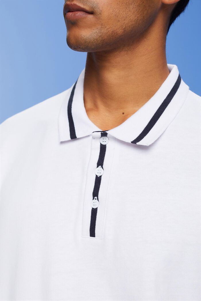 Polo en jersey, coton mélangé, WHITE, detail image number 2