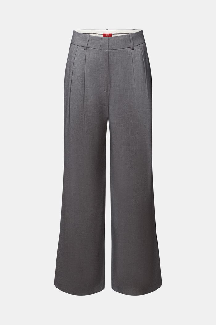 Pantalon plissé à taille haute à jambes larges, MEDIUM GREY, detail image number 6