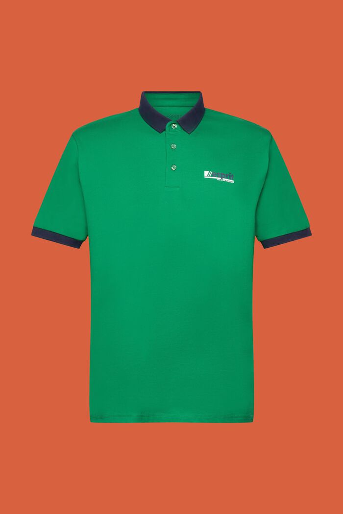 Polo en jersey de coton à logo imprimé, EMERALD GREEN, detail image number 5