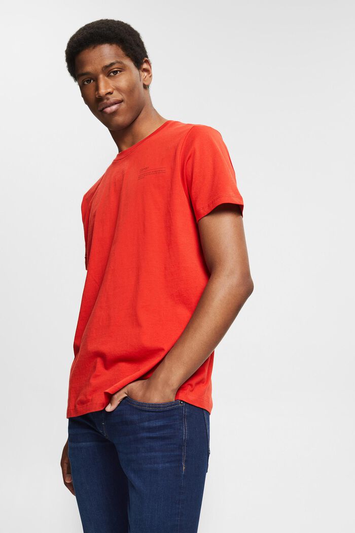 T-shirt en jersey doté d´un imprimé, 100 % coton bio, RED ORANGE, detail image number 0