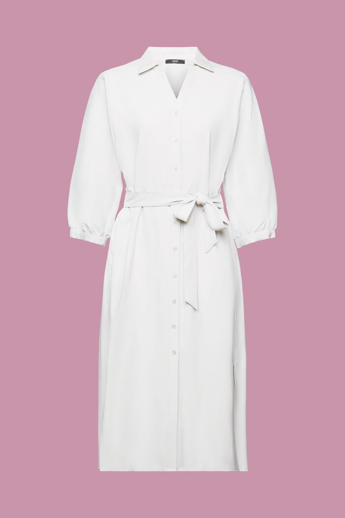 Robe tissée longueur midi de style chemise, PASTEL GREY, detail image number 7