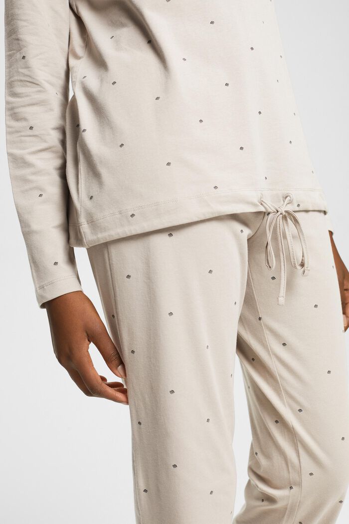 Pyjama en coton à motif all-over, LIGHT TAUPE, detail image number 4