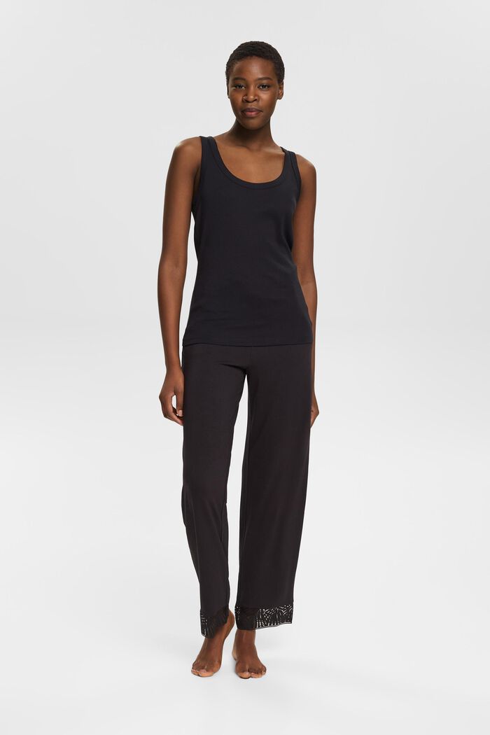 Pantalon de pyjama à dentelle, LENZING™ ECOVERO™, BLACK, detail image number 1