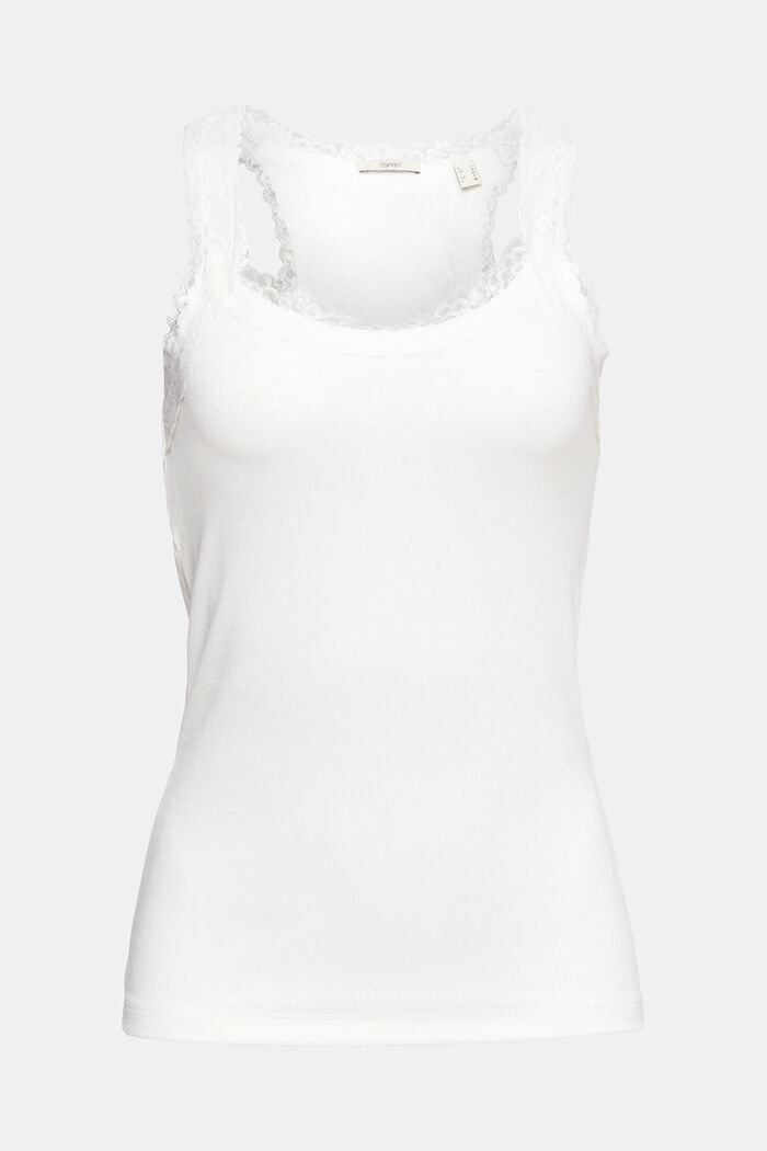 T-shirt sans manches à bordures en dentelle, OFF WHITE, detail image number 5