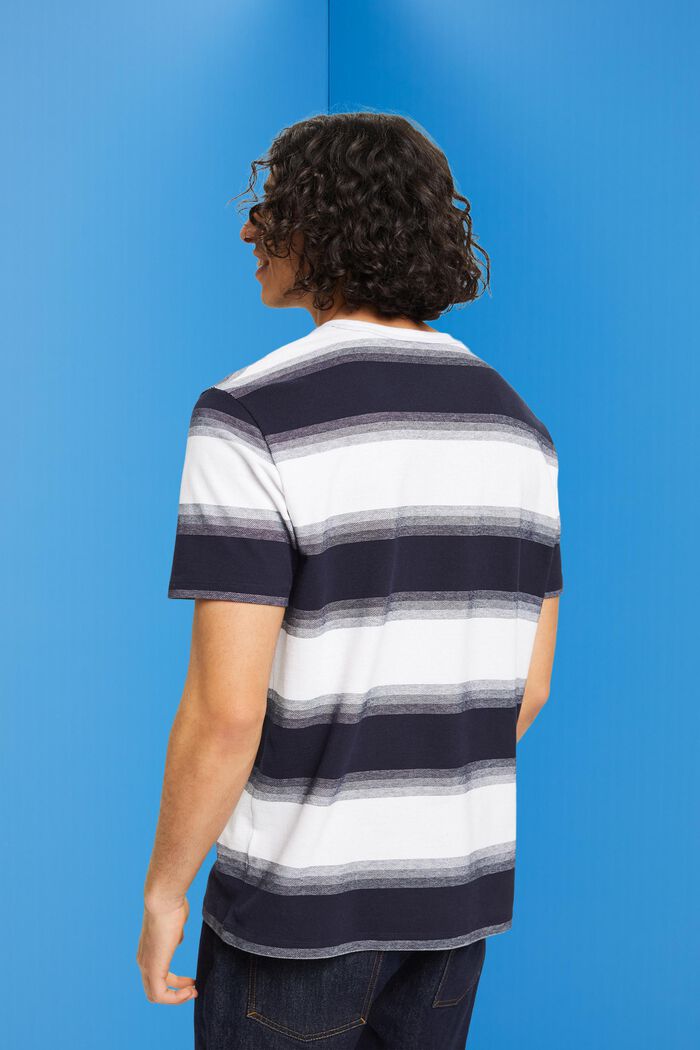 T-shirt à rayures en coton piqué, NAVY, detail image number 3