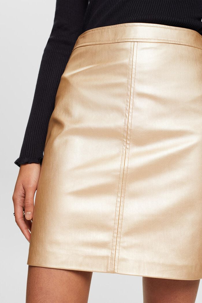 Mini-jupe en similicuir brillant, GOLD, detail image number 2