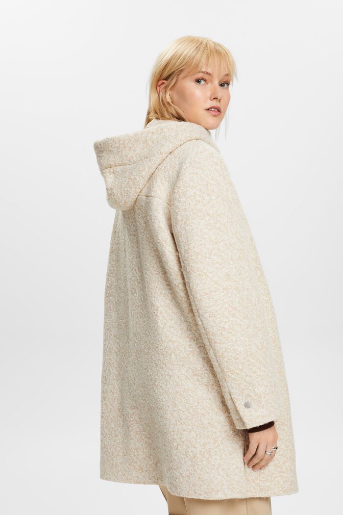 Manteau à capuche en mélange de laine bouclée, SAND, detail image number 3