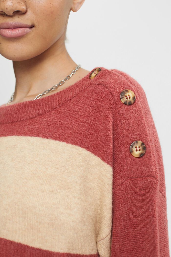 À teneur en laine : le pull-over à rayures, TERRACOTTA, detail image number 0