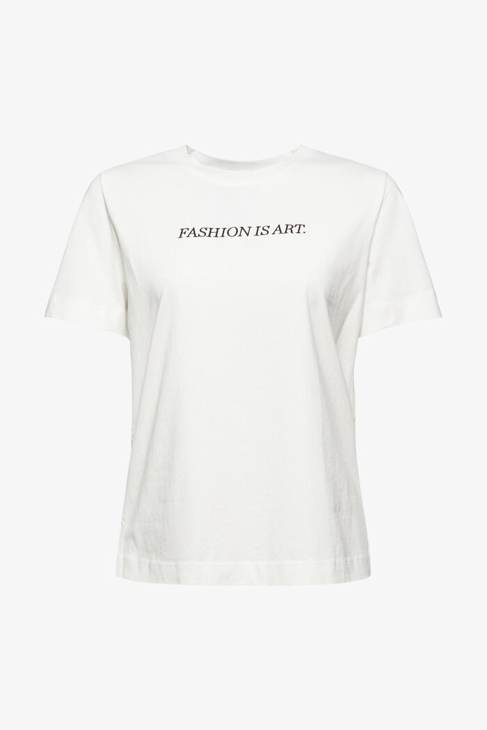 T-shirt à broderie, 100 % coton biologique, OFF WHITE, overview