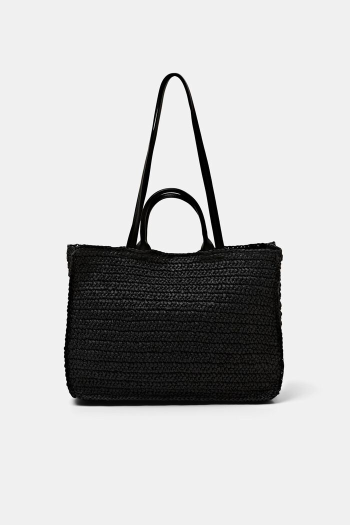 Grand sac fourre-tout en crochet, BLACK, detail image number 0