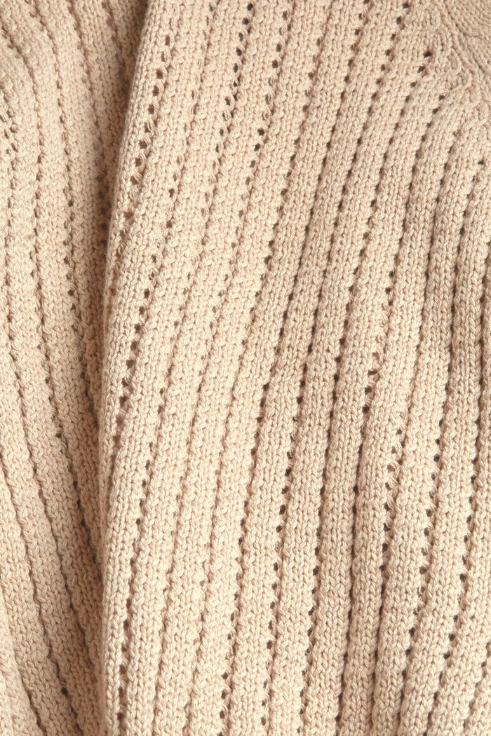 Cardigan en mailles ajourées, coton biologique, SAND, detail image number 4