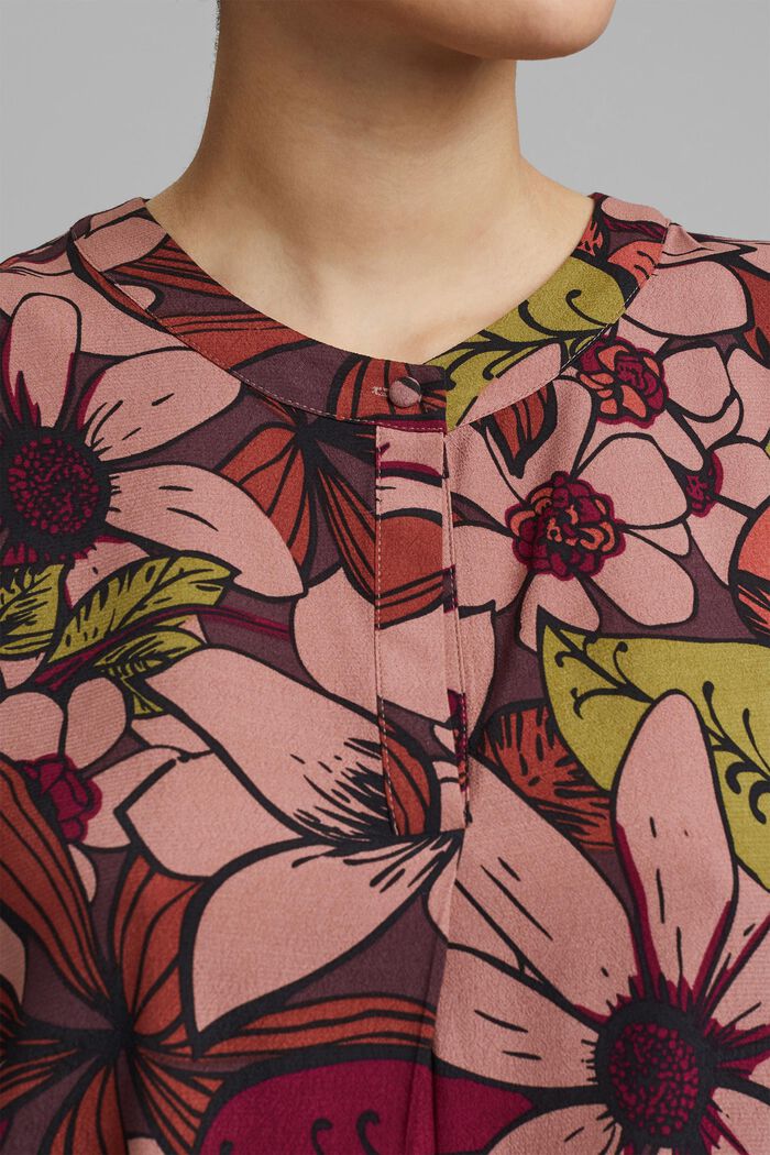 Top façon blouse à imprimé à fleurs, LENZING™ ECOVERO™, TERRACOTTA, detail image number 2