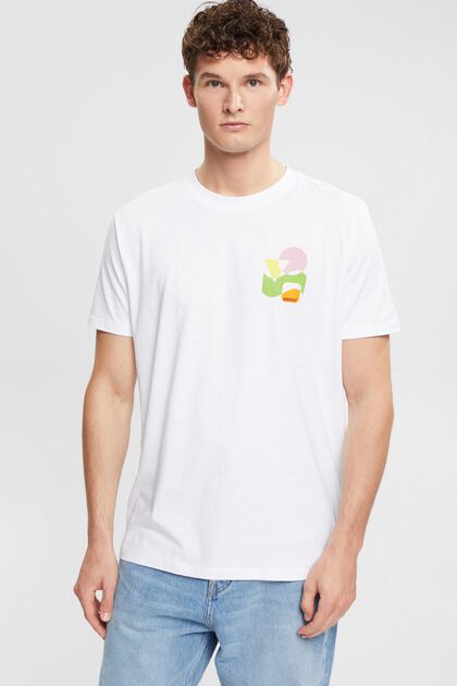 T-shirt en jersey à imprimé, WHITE, overview