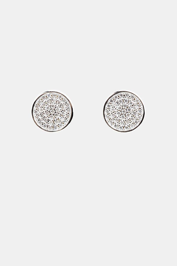 Clous d´oreilles à pierres de zircone, argent sterling, SILVER, detail image number 0