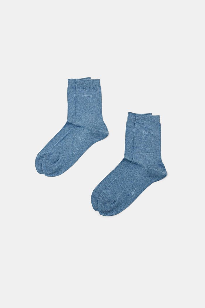 Lot de 2 paires de chaussettes ornées d’un logo en maille, coton biologique, LIGHT DENIM, detail image number 0