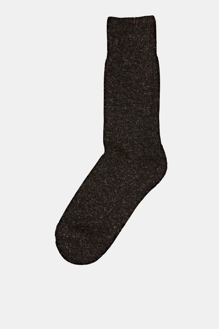 Chaussettes chinées en coton mélangé, BLACK, overview