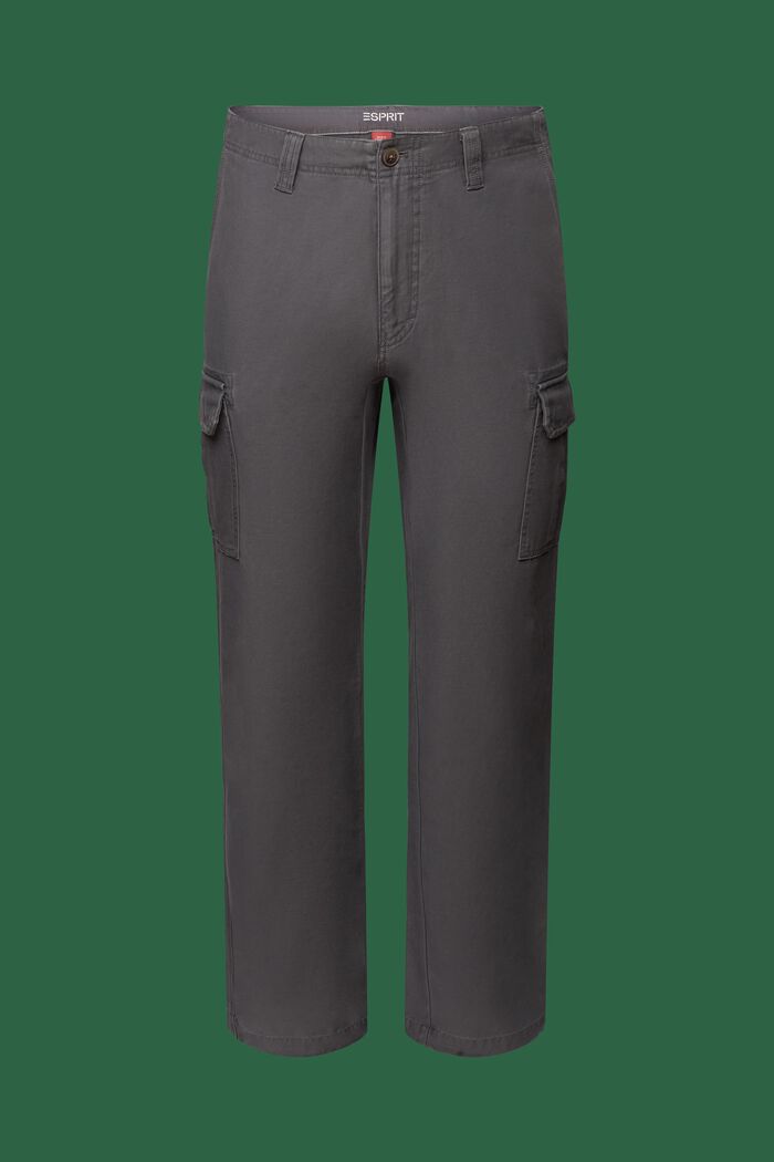 Pantalon cargo en coton, DARK GREY, detail image number 7