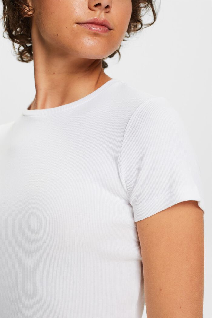 T-shirt col rond en jersey de coton, WHITE, detail image number 2