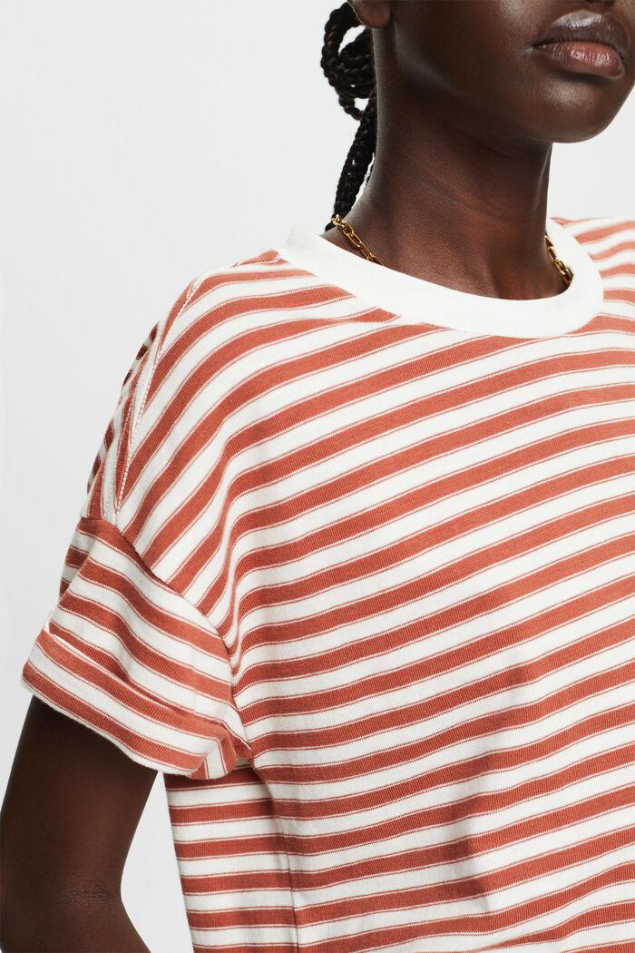 T-shirt rayé, 100 % coton, TERRACOTTA, detail image number 2