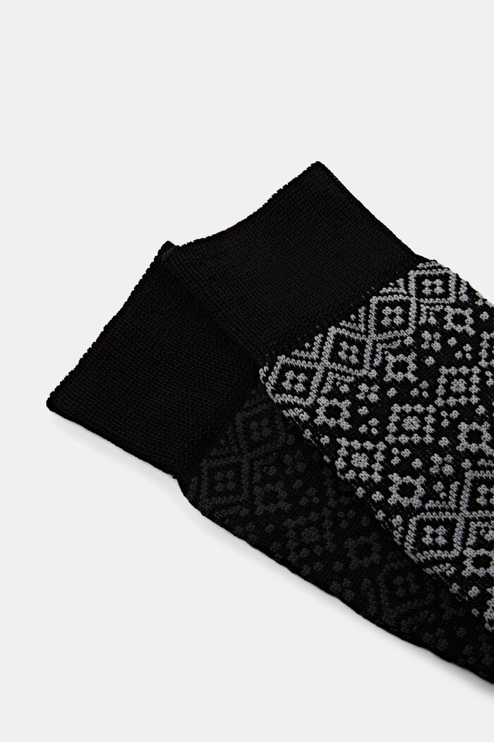 Lot de 2 paires de chaussettes en laine mélangée ornées d’un motif norvégien, BLACK, detail image number 1