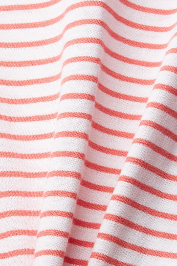 T-shirt à motif à rayures, CORAL RED, detail image number 4