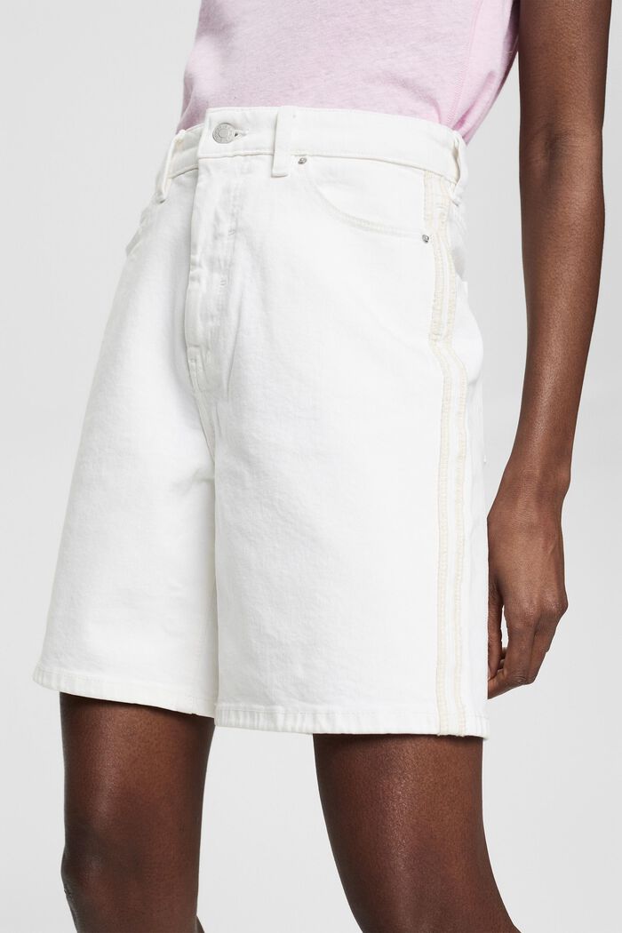 Short en jean à taille haute, WHITE, detail image number 2