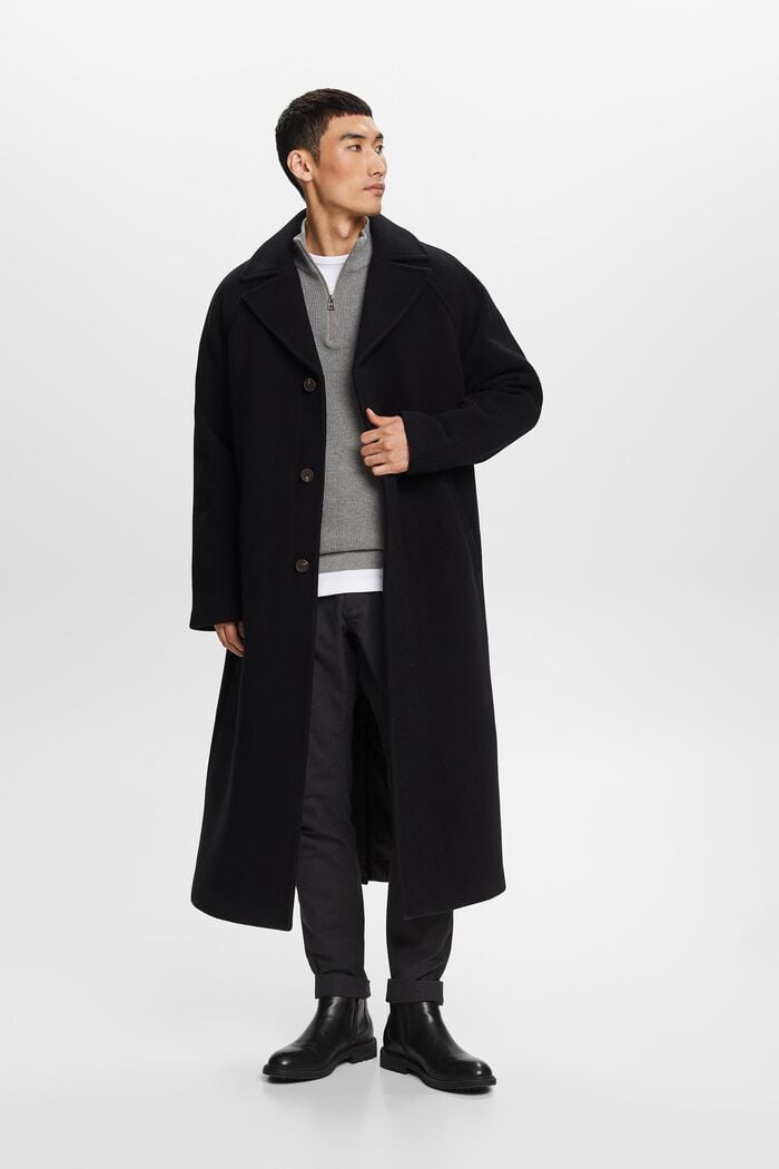 Manteau en laine mélangée, BLACK, detail image number 1