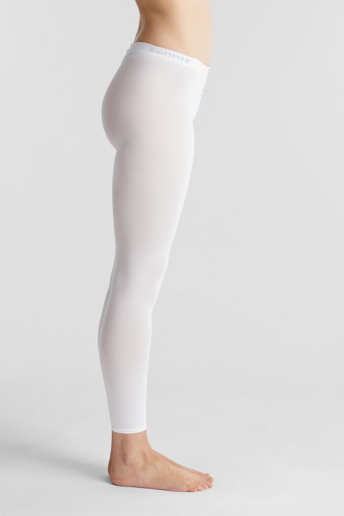 Leggings opaques, coton mélangé, WHITE, overview