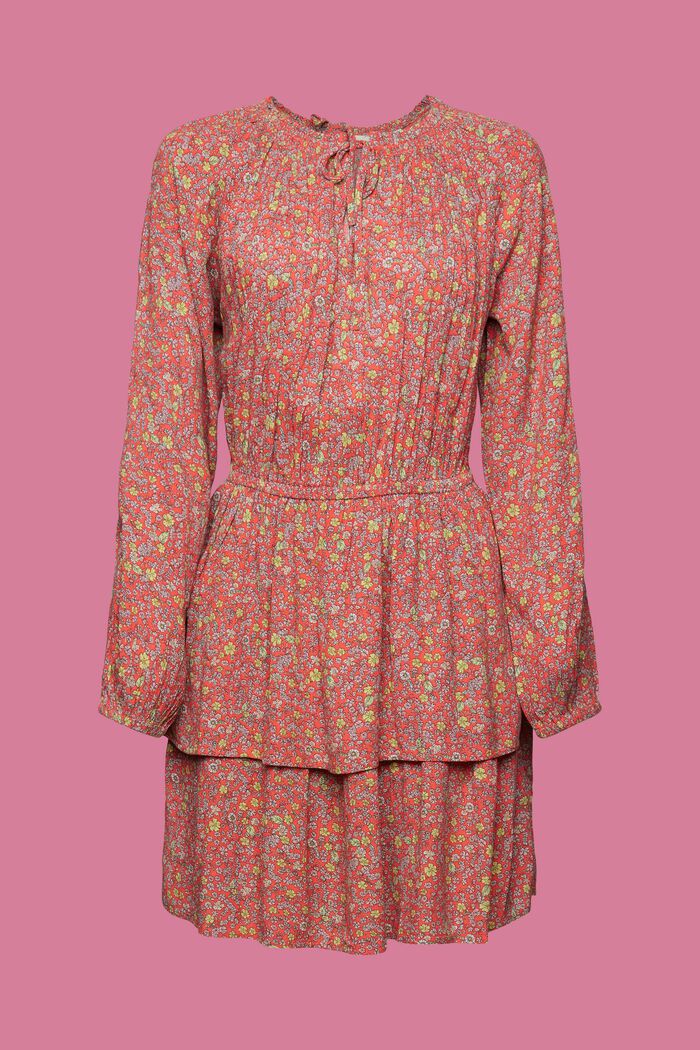 Mini-robe étagée à imprimé, CORAL ORANGE, detail image number 5