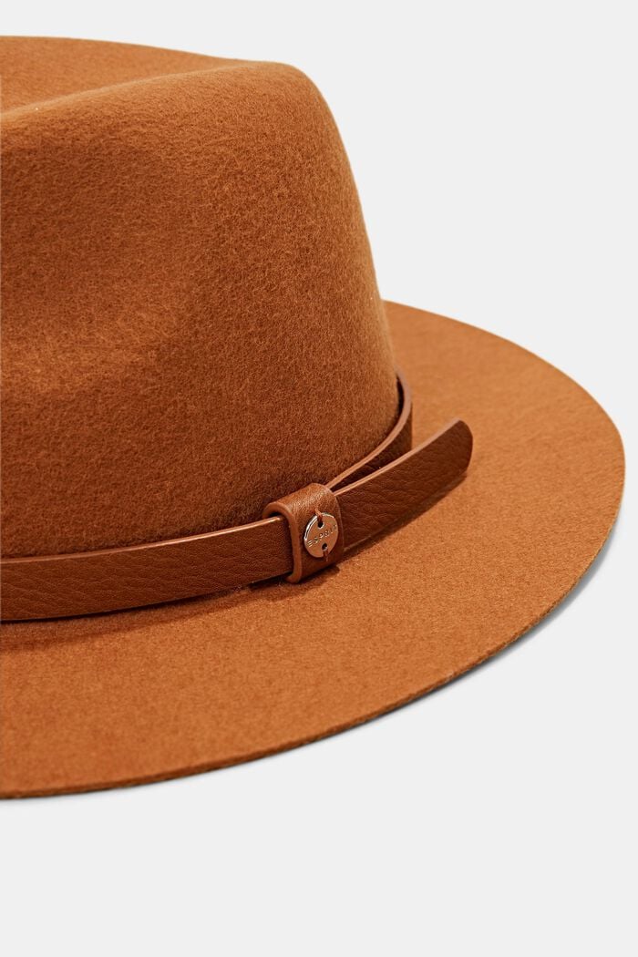 En laine : le chapeau à ruban en similicuir, RUST BROWN, detail image number 1