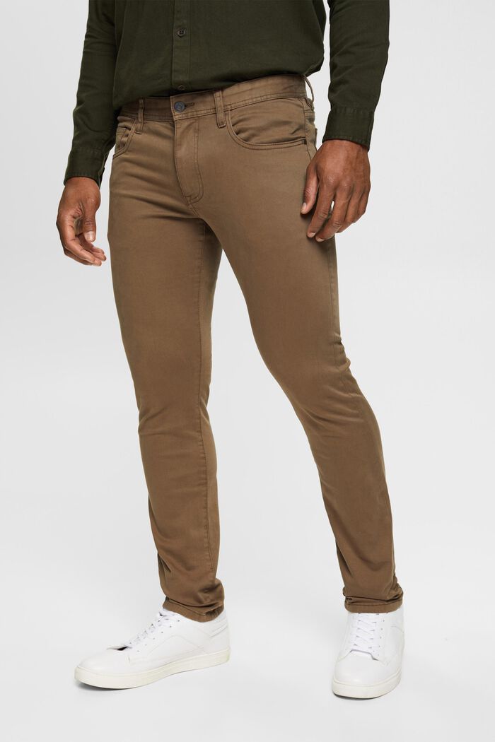 Pantalon de coupe Slim Fit, coton biologique, DARK KHAKI, detail image number 1