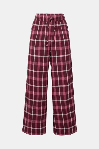 Pantalon de pyjama à carreaux en flanelle de coton, BORDEAUX RED, overview